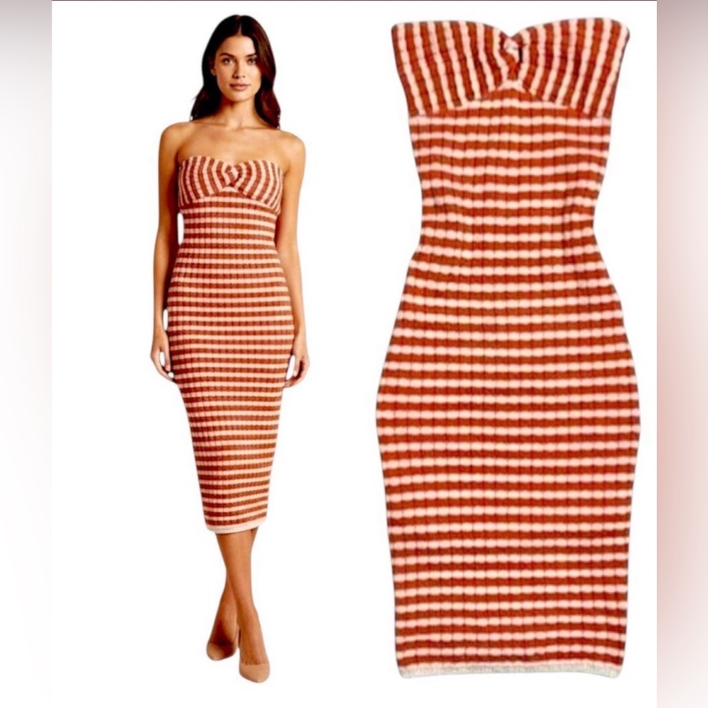 Willow & Wind creamy white /orange knit strapless spring/summer dress  S